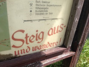 "Get out there and hike!" A trail map from a mountain range in central Germany.