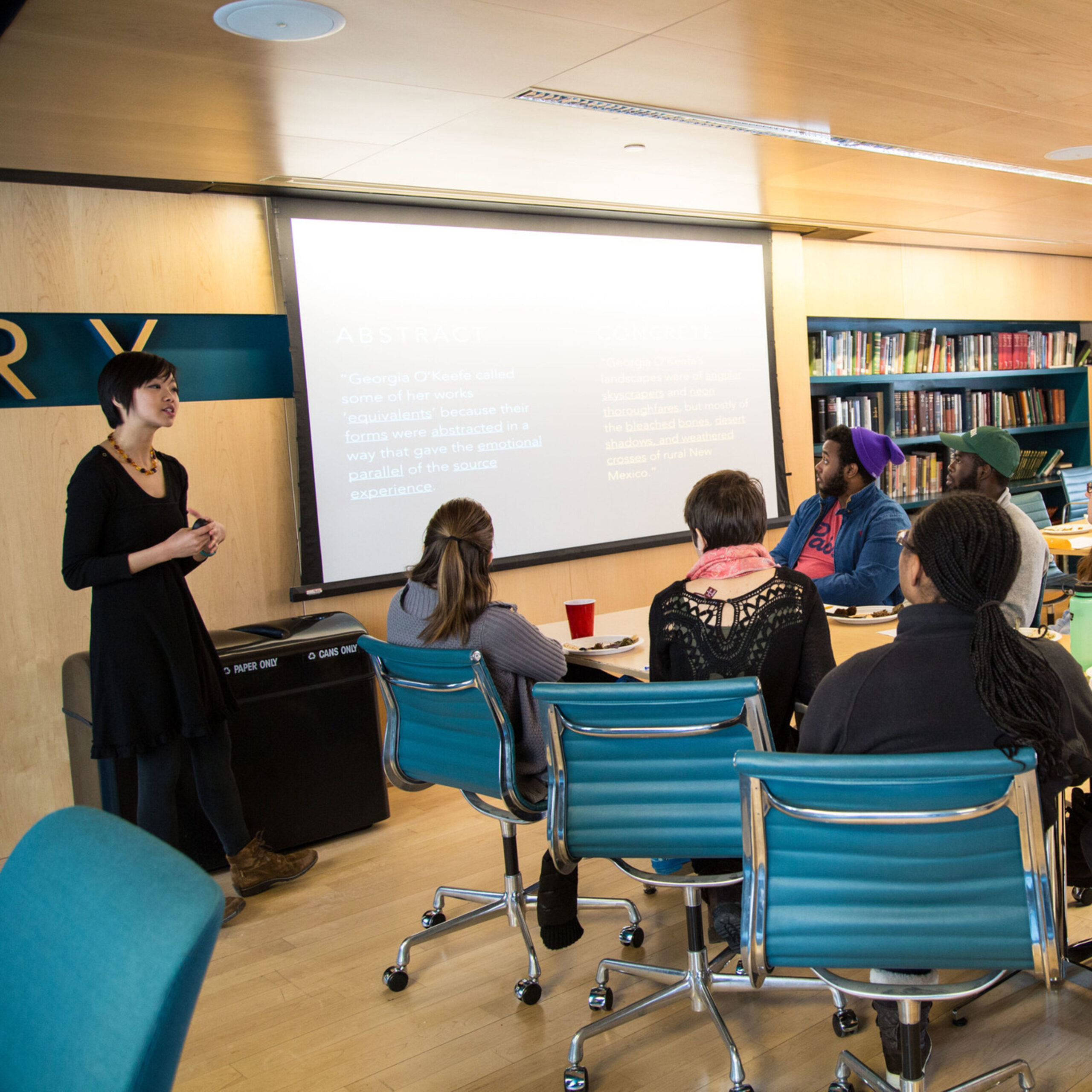 A woman giving a presentation