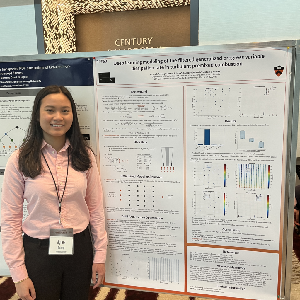Agnes Robang standing in front of her research poster at a conference