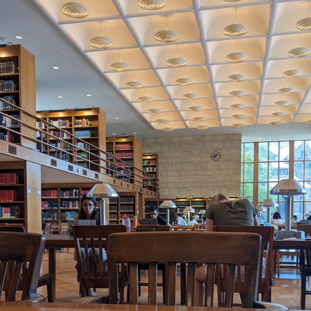 Students work in Trustee Reading Room.