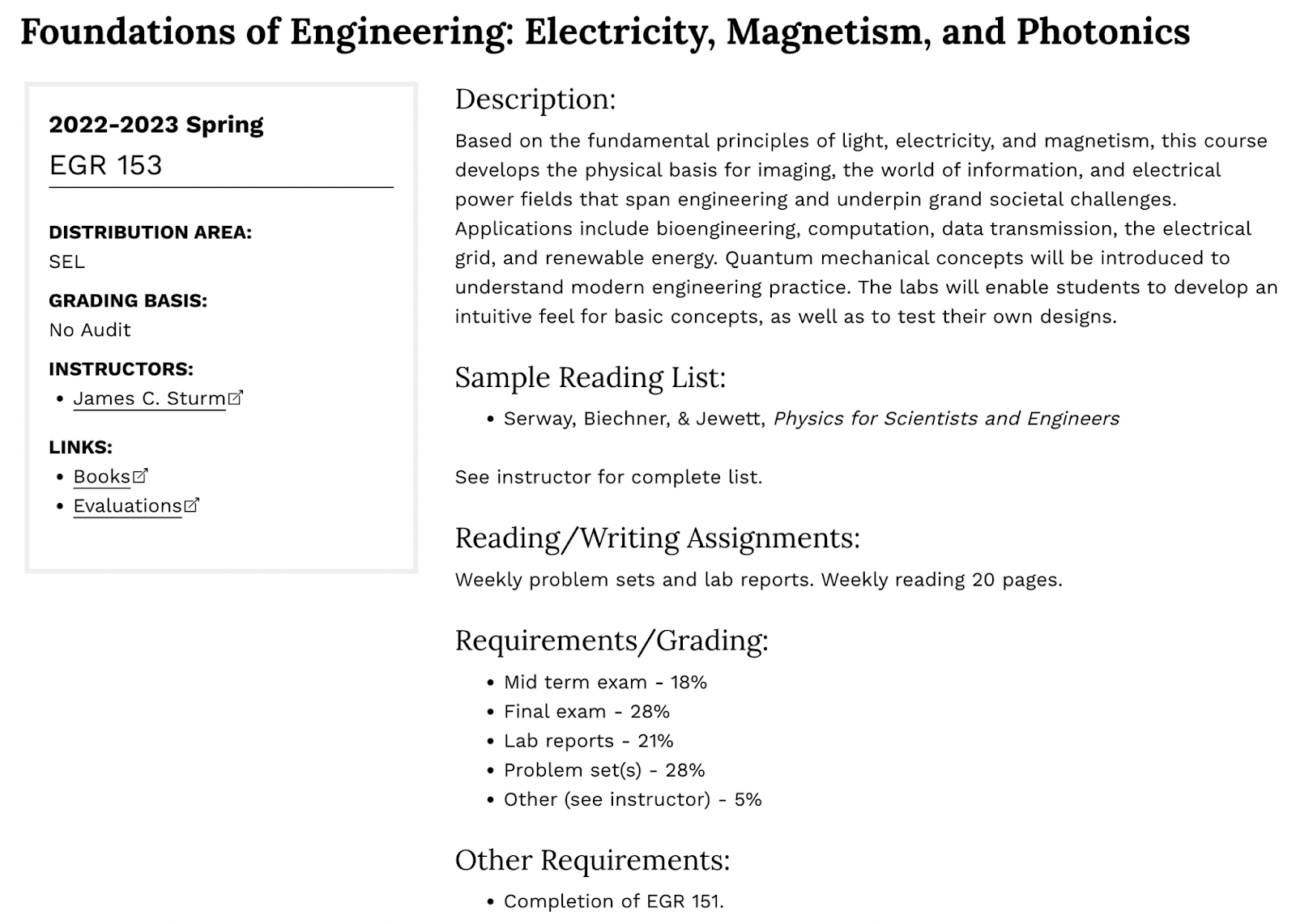 screenshot from course page. Link to course description in subheading.