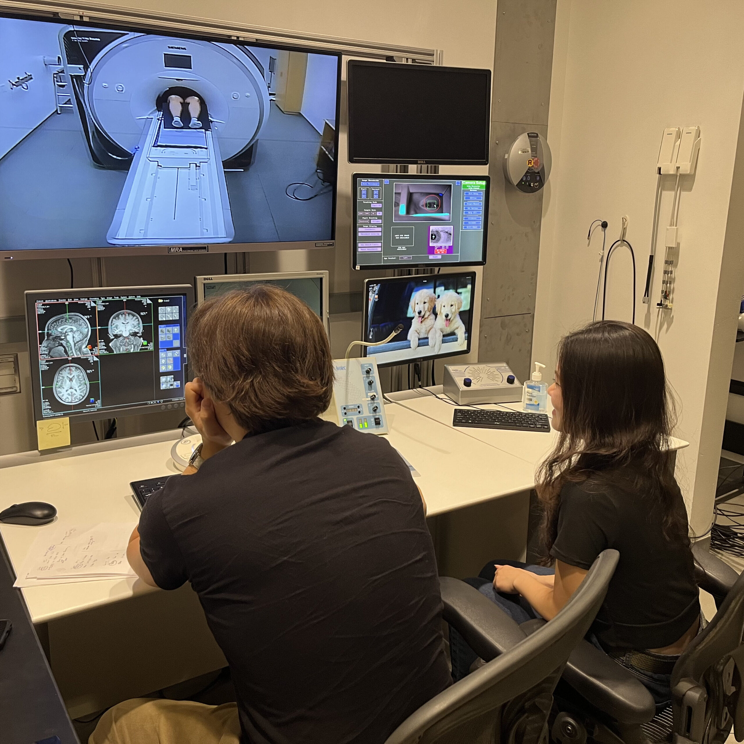 The picture shows Dr. Augustin Hennings and I in the MRI control room on the C Level of Princeton Neuroscience Institute. We were monitoring the screens in one of the pilot scans.