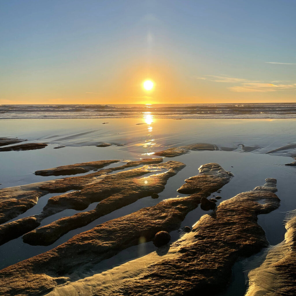 Image of ocean with setting sun, taken by the author.