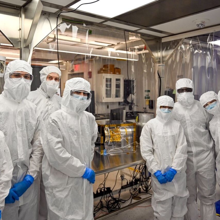 Picture taken by Dr. Jamie Rankin Rishika and her lab group at the Space Physics Laboratory with SWAPI, an instrument aboard the NASA mission IMAP.